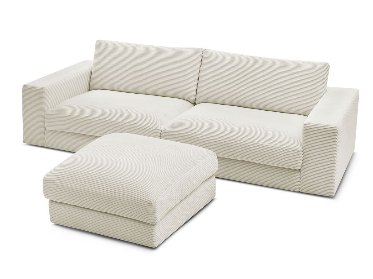 Bobochic Leonard Sofa 4-Sitzer mit Pouf 274 × 109 cm Cordsamt Beige