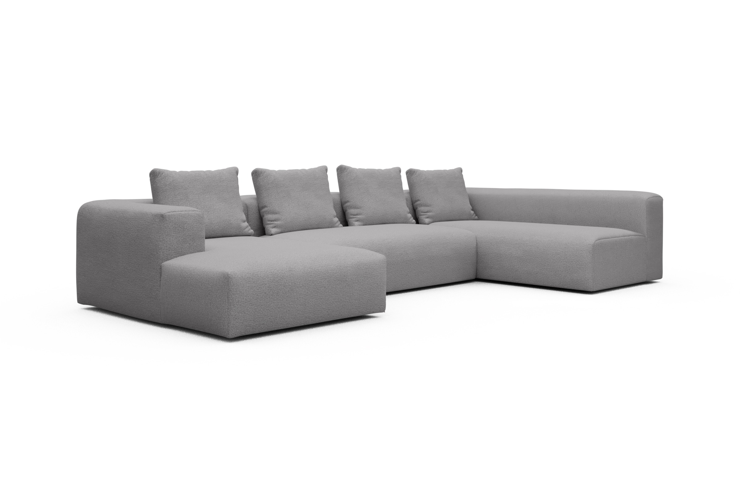 Wohnlandschaft Fred Chaiselongue links mit 2-Sitzer und lange Armlehne rechts Sama-Grey