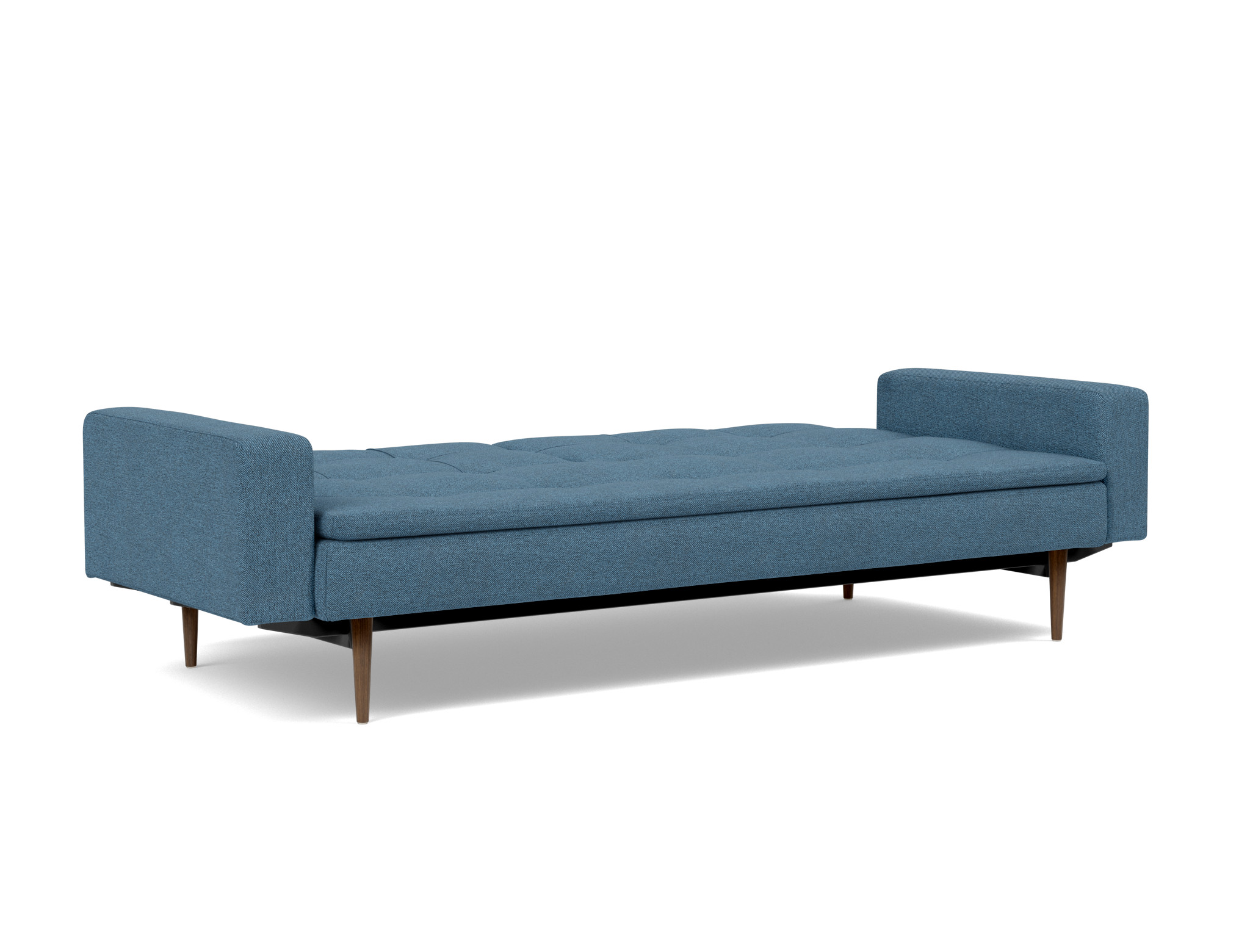Schlafsofa Dublexo mit Armlehnen Strukturierter Stoff Weda 302-Weda-Blue Beine Styletto Eiche dunkel