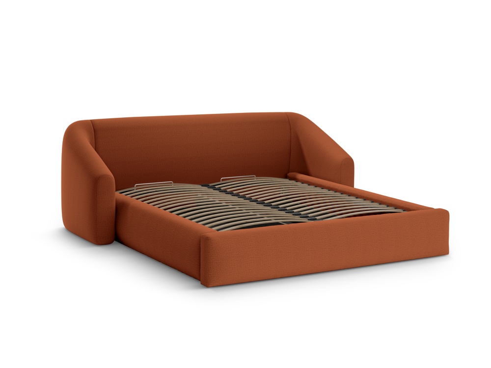 Cosmopolitan Design Stauraumbett mit Kopfteil Campi 140x200 Strukturierter Stoff Moly Ziegel