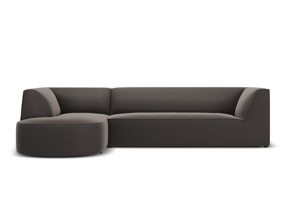 Cosmopolitan Design Ecksofa Siena 4-Sitzer abgerundet Samt Salvador Dunkelgrau Links