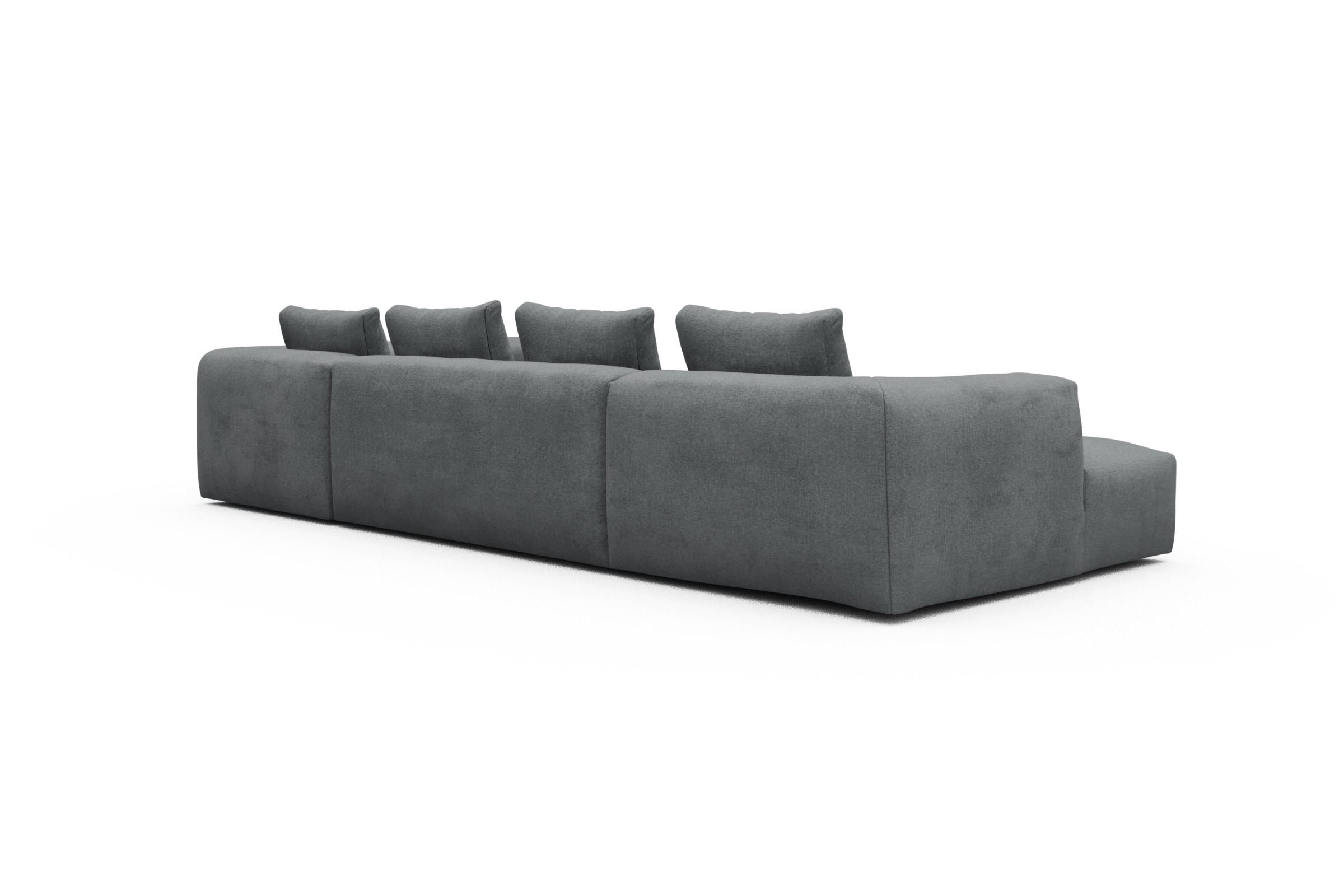 Wohnlandschaft Fred Chaiselongue links mit 2-Sitzer und lange Armlehne rechts Casone-Gravel-Grey