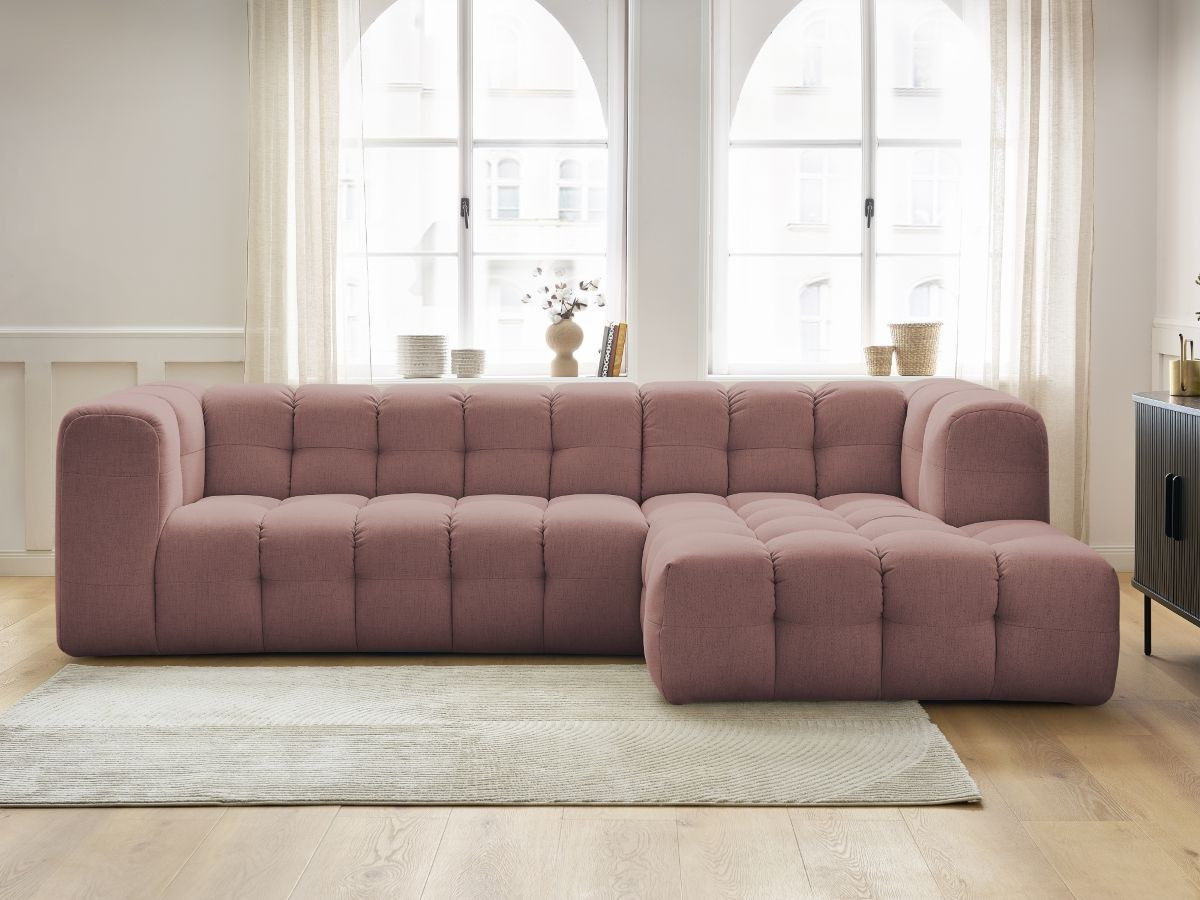 Bobochic Cloud Ecksofa 288 × 184 cm Stoff Rosa Ecke rechts