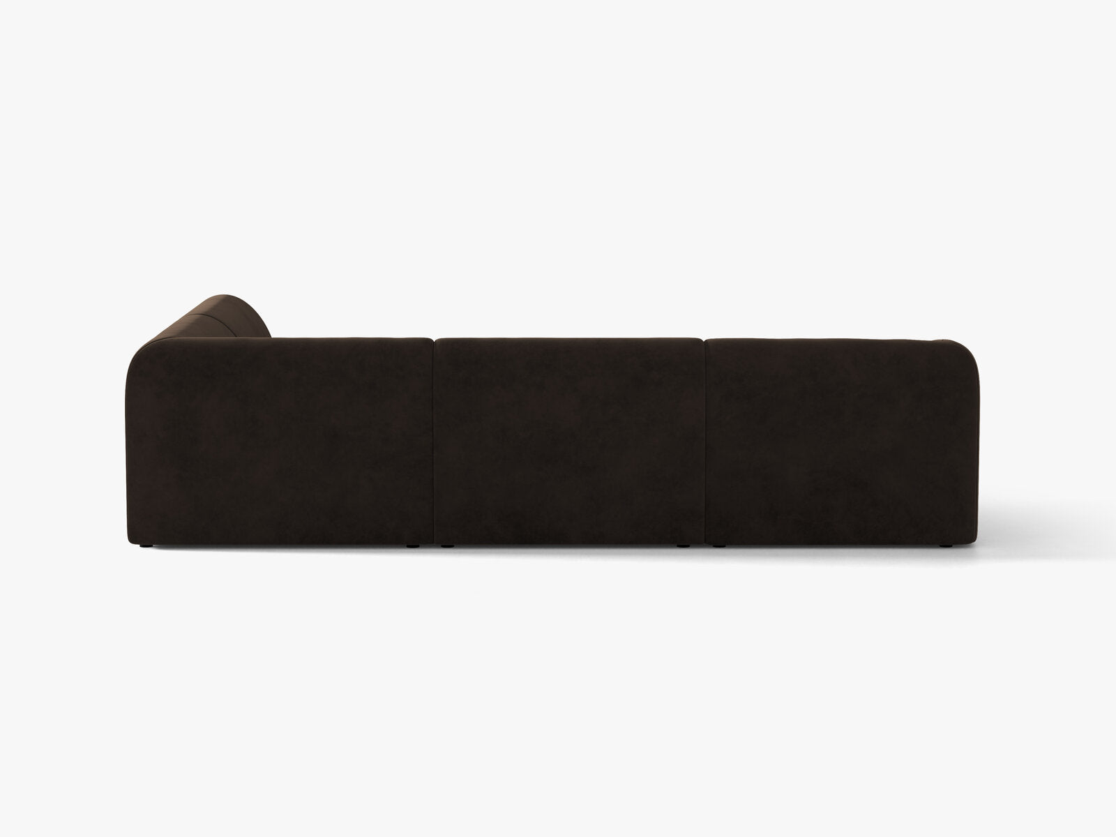 Micadoni Ecksofa Miley 6-Sitzer Samt Bluvel Dunkelbraun Rechts