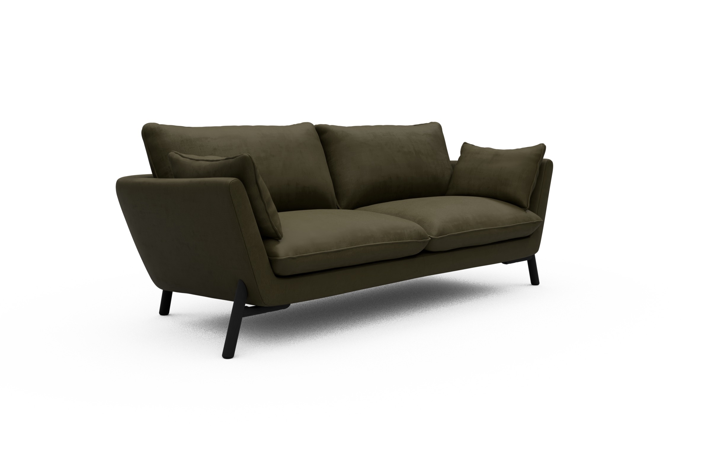 Sofa Emil 3-Sitzer Beinfarbe Eiche Schwarz Cordufine-Pine-Green