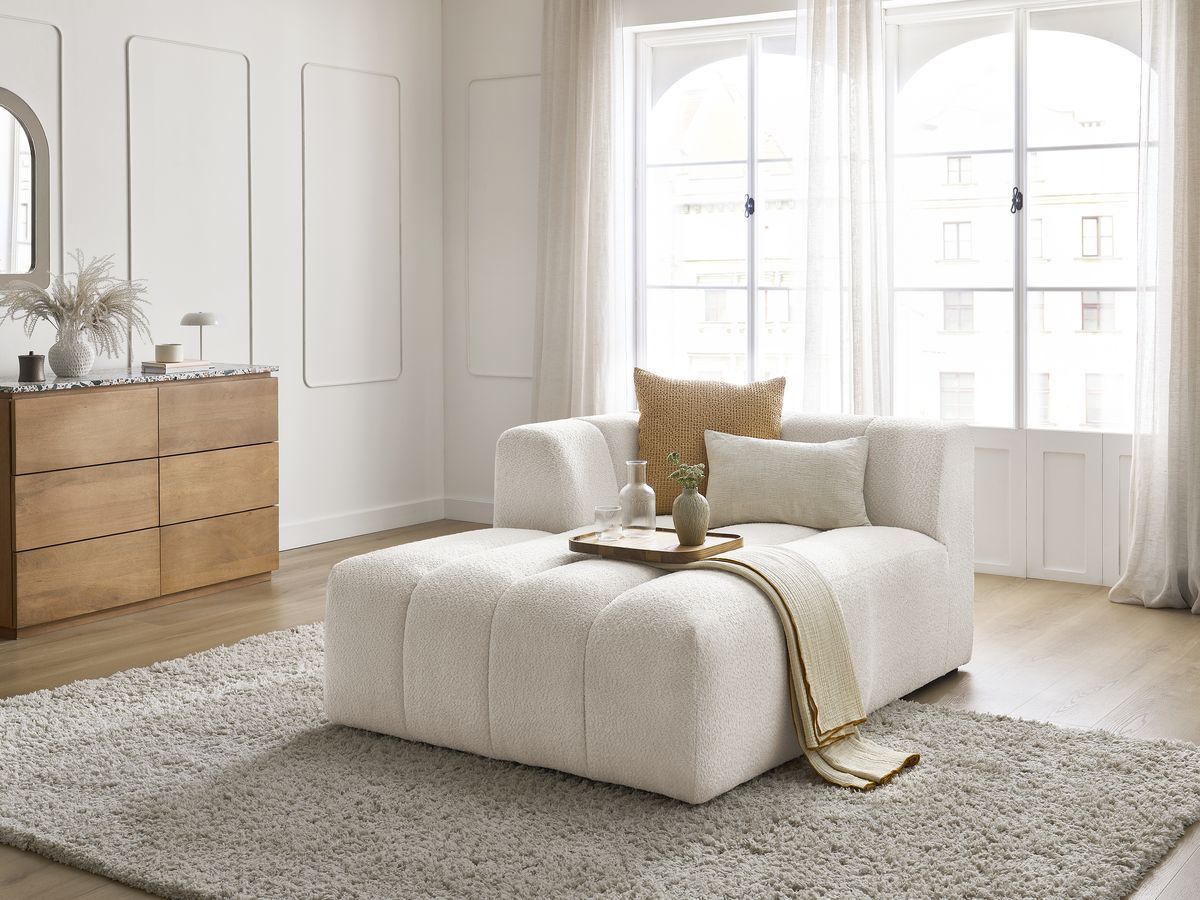 Bobochic Annecy Méridienne-Modul Bouclé-Stoff Weiß Ecke links
