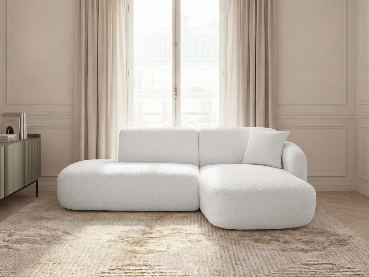 Bobochic Anda Ecksofa 241 × 163 cm Chenille Weiß Ecke rechts