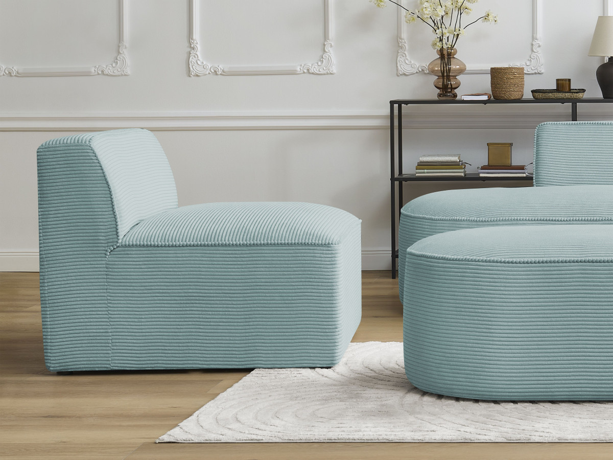 Bobochic Rousseau Sofamodul 1-Sitzer Cordsamt Hellblau