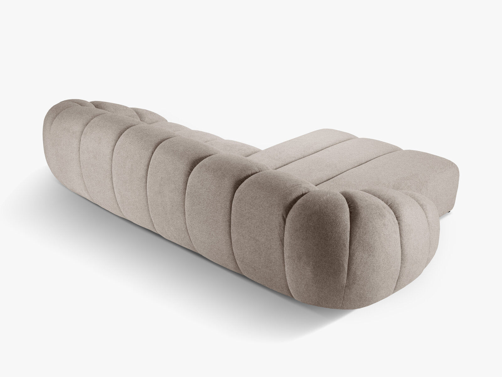 Micadoni Ecksofa Diana 4-Sitzer Links Strukturierter Samtstoff Dunkelbeige