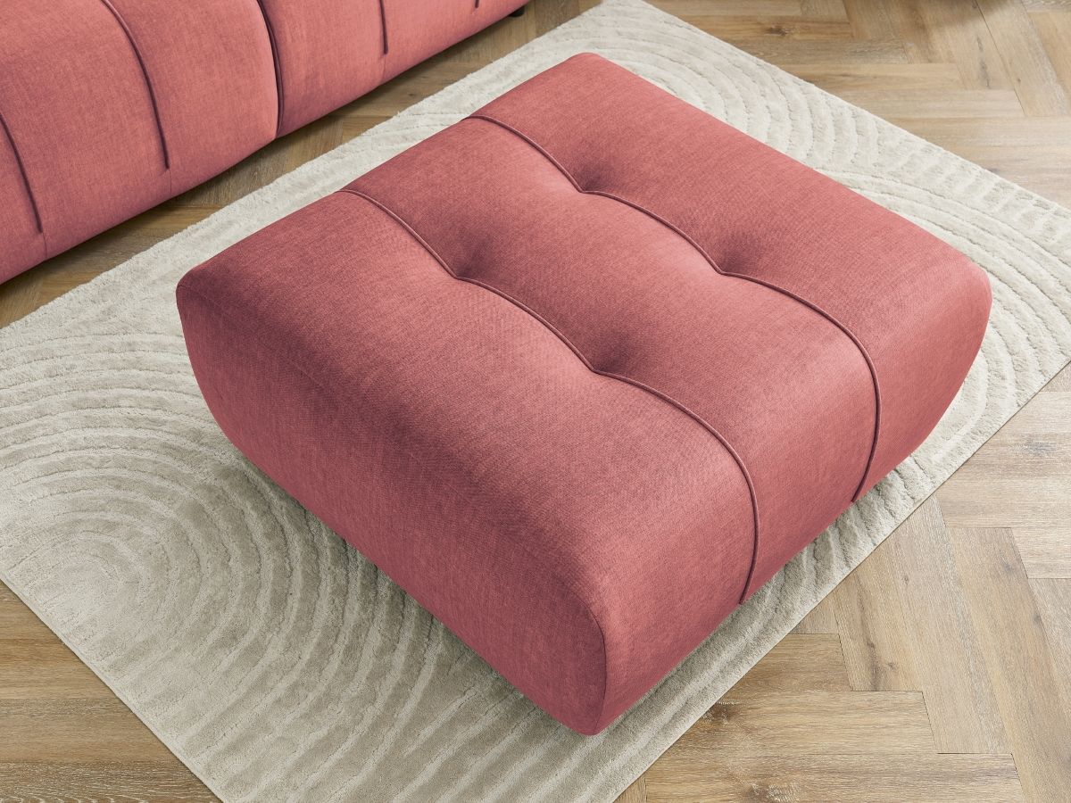 Bobochic Arsene Schlafsofa 4-Sitzer mit Bettkasten und Pouf Samt Orange