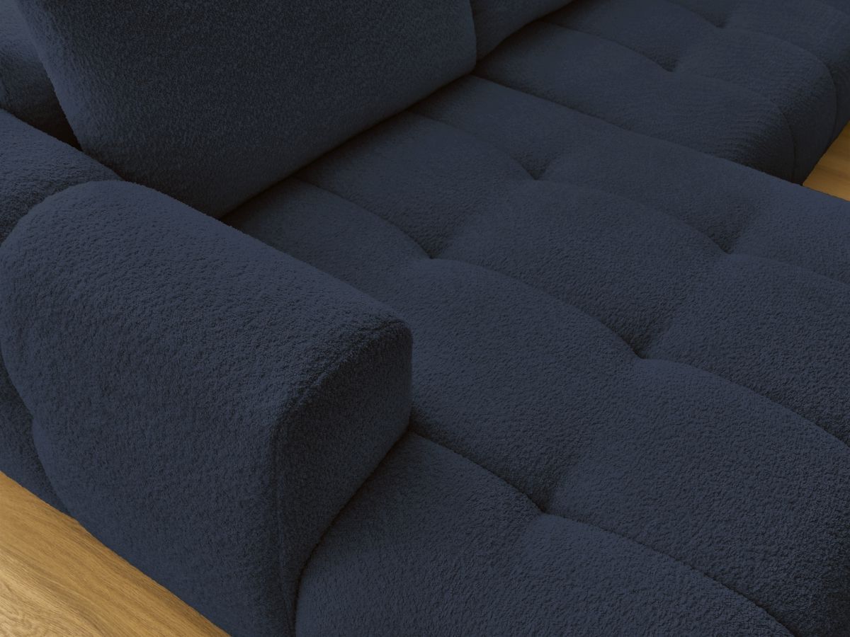 Bobochic Fuji Wohnlandschaft mit Pouf Bouclé-Stoff Dunkelblau Ecke rechts