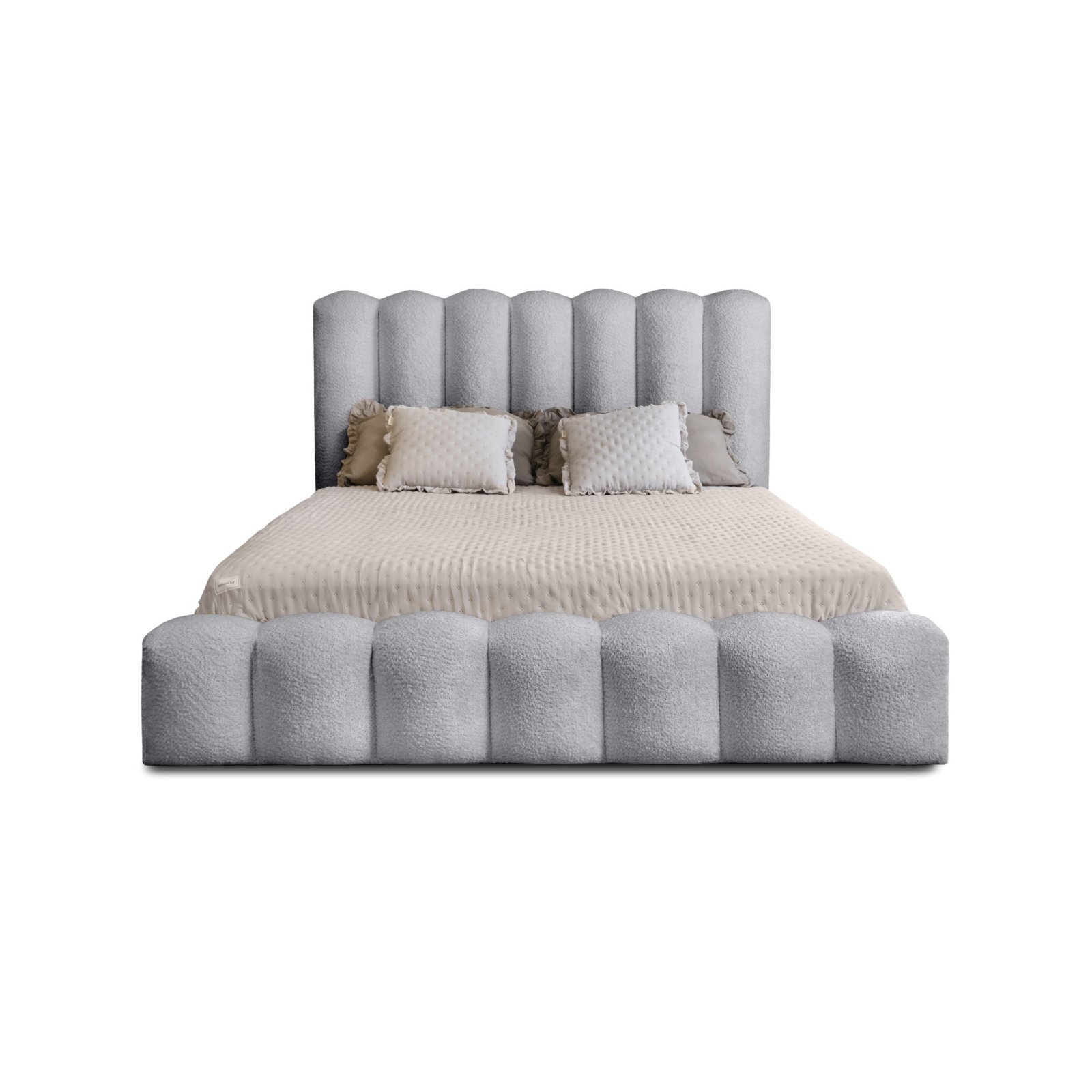Polsterbett Laro Boucle 140x200 mit Holzrahmen Euphoria 17 Dove