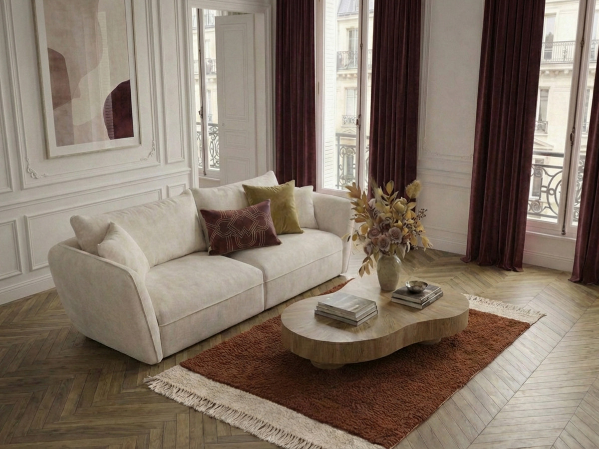 Bobochic Luigi Sofa 3-Sitzer Strukturstoff Weiß