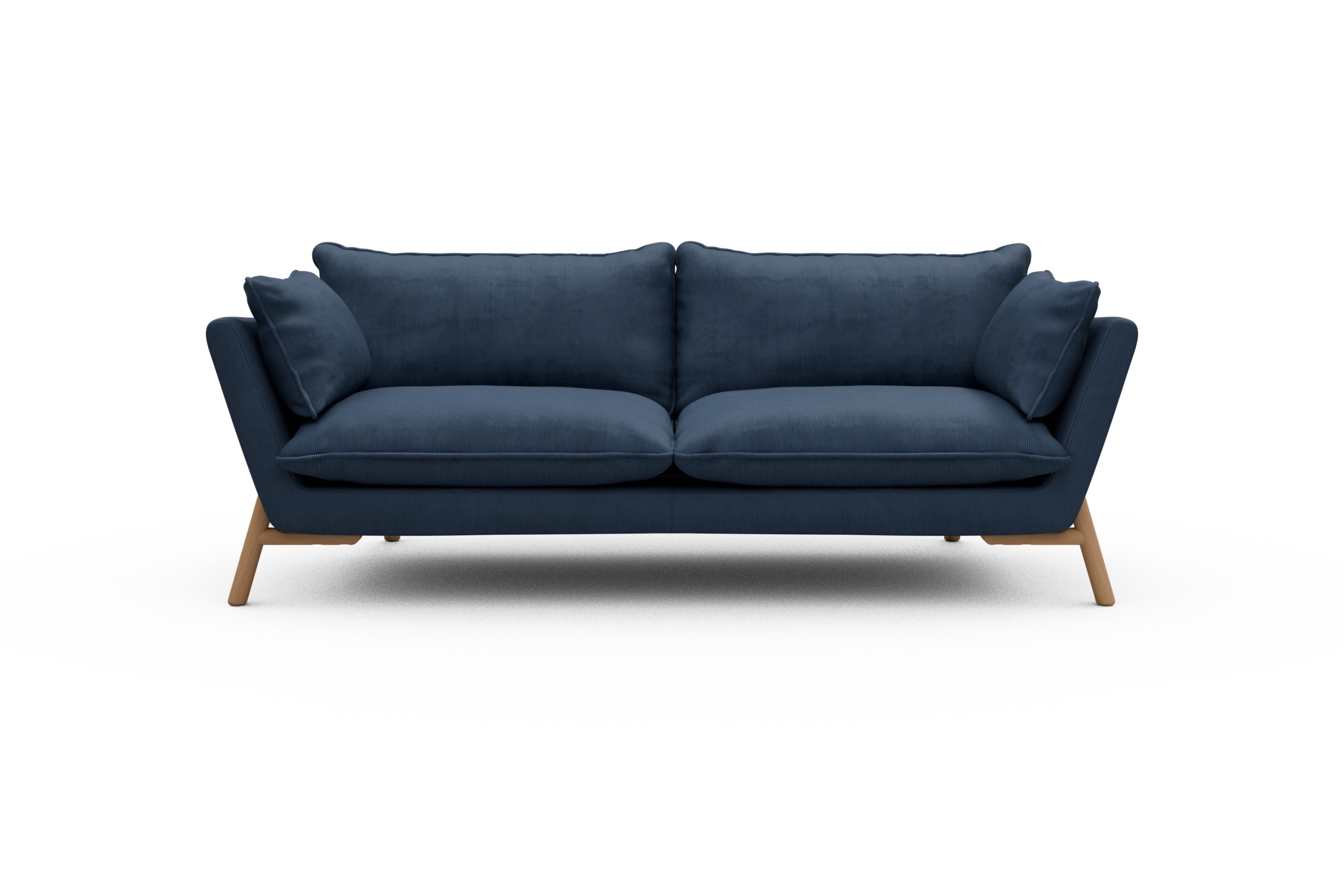 Skandi Home Sofa Emil PREMIUM 3-Sitzer Beinfarbe Eiche Natur Cordufine-Royal-Blue moebelfaktor