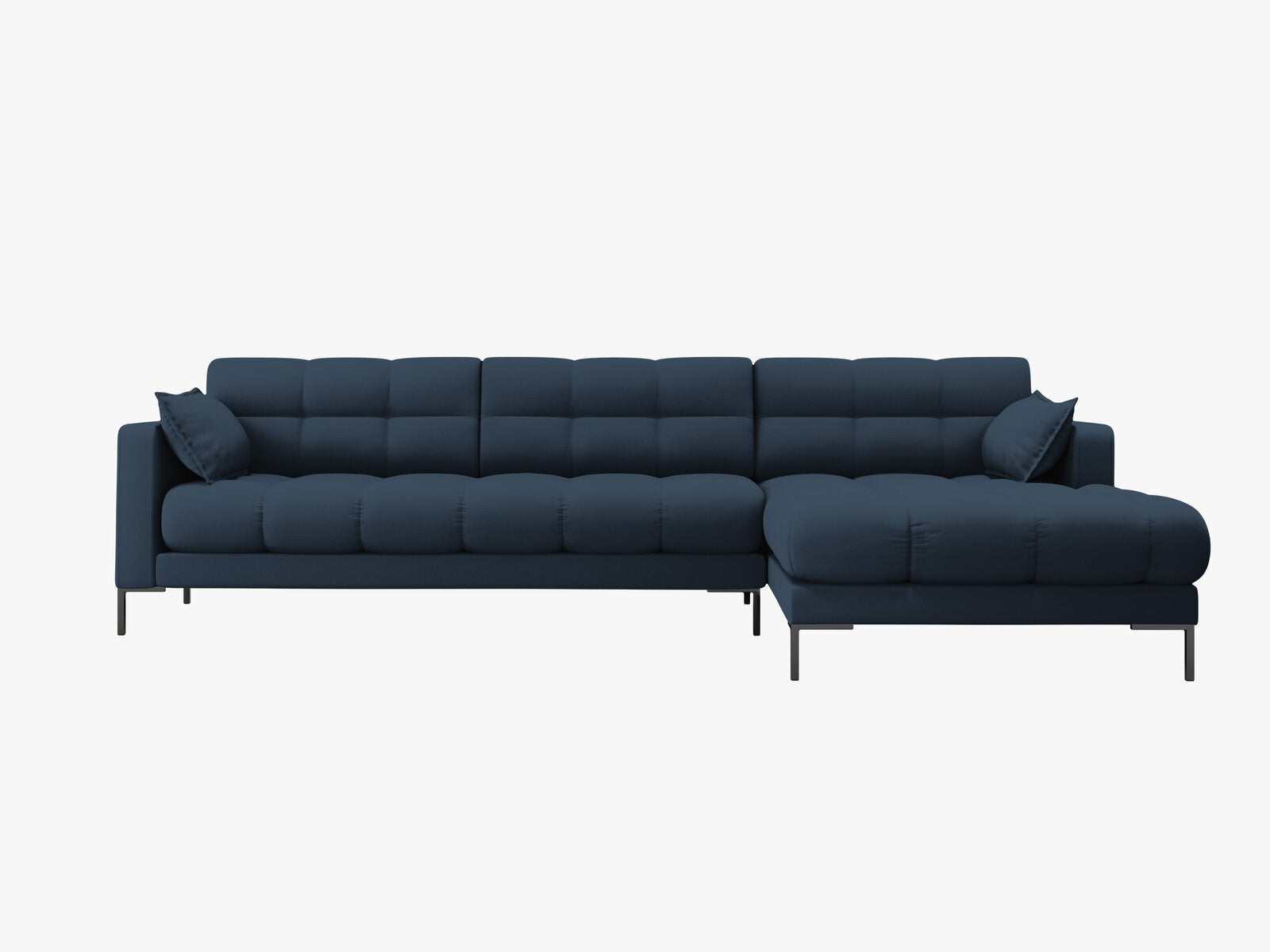 Micadoni Ecksofa Mamaia 5-Sitzer Rechts Strukturierter Stoff Neve Blau schwarze Beine