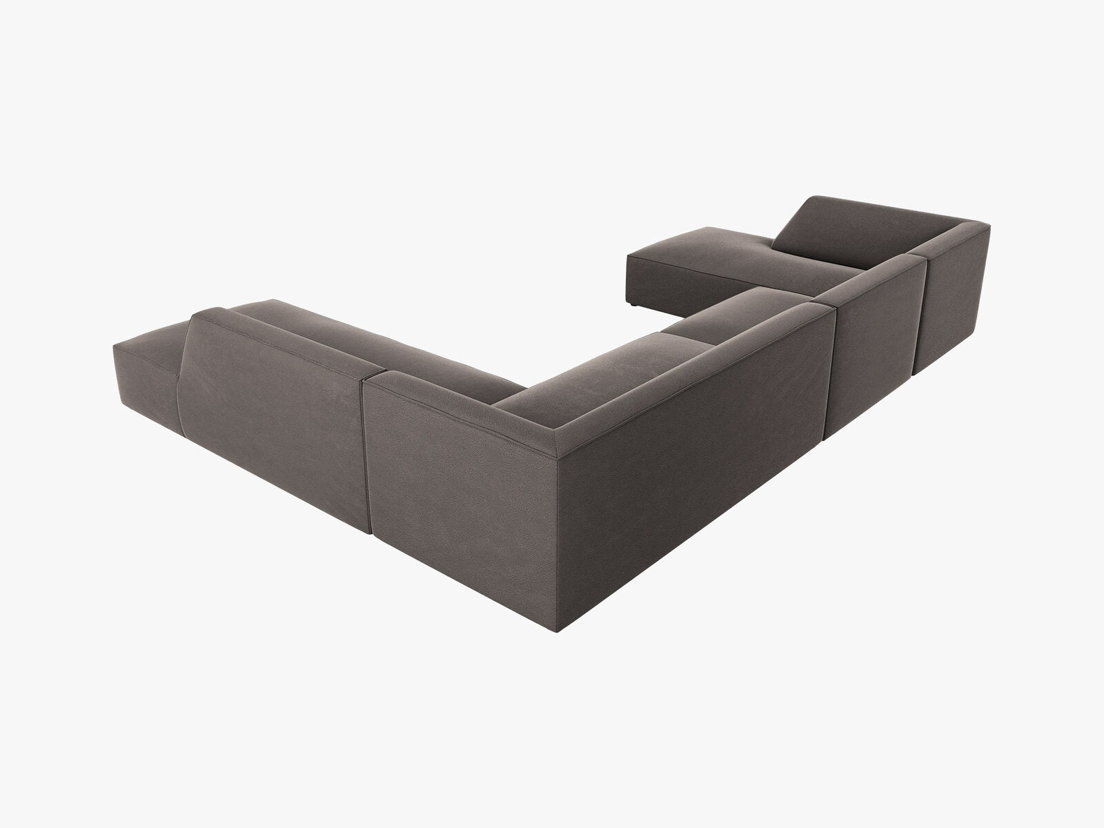 Micadoni Panorama-Ecksofa Ruby 7-Sitzer Rechts Samt Salvador Dunkelgrau