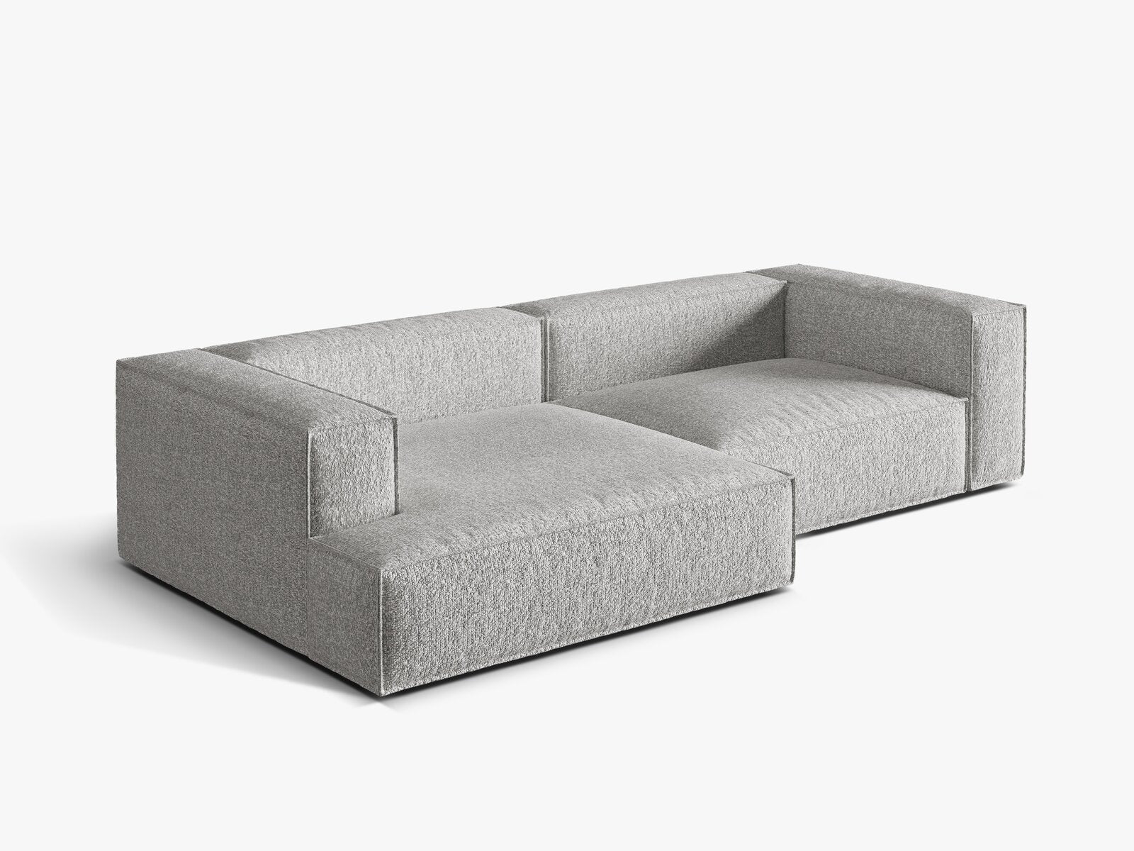 Micadoni Ecksofa Nuria 4-Sitzer Links Boucle Silber