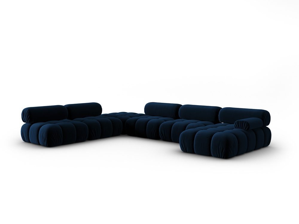 Cosmopolitan Design Modulares Panoramasofa Cortina 7-Sitzer Samt Bluvel Königsblau Links