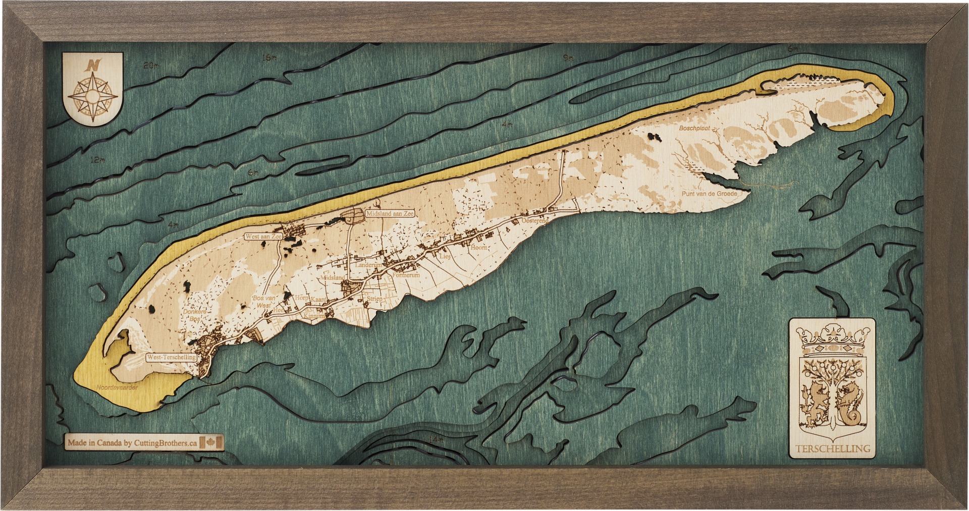 Cutting Brothers 3D Holz-Wandkarte Terschelling 40.5 x 20 moebelfaktor