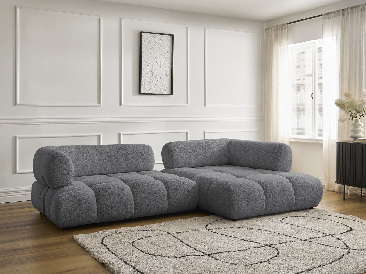 Bobochic Alya Ecksofa Bouclé-Stoff Dunkelgrau Ecke rechts