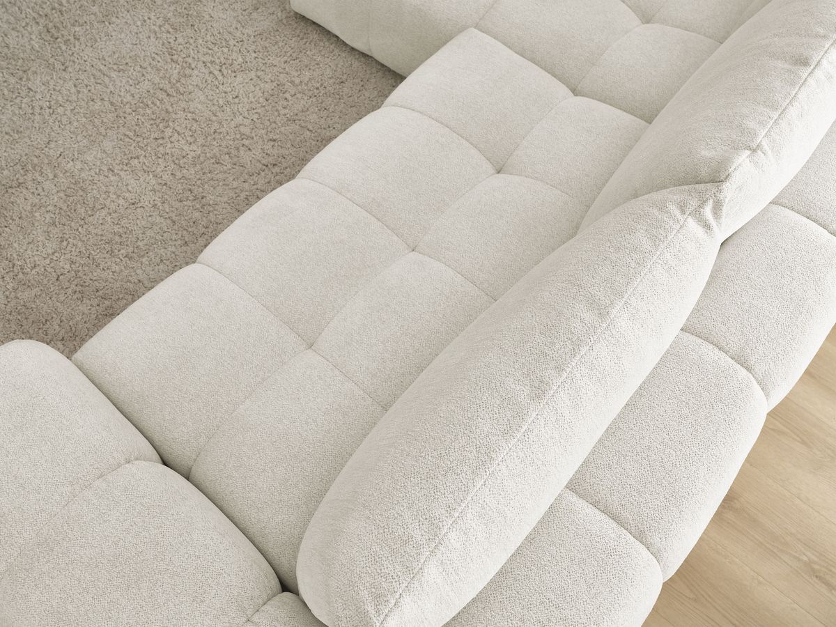 Bobochic Everest Ecksofa mit Schlaffunktion und Bettkasten 318 × 180 cm, 3 Kissen Melange-Stoff Weiß Ecke links
