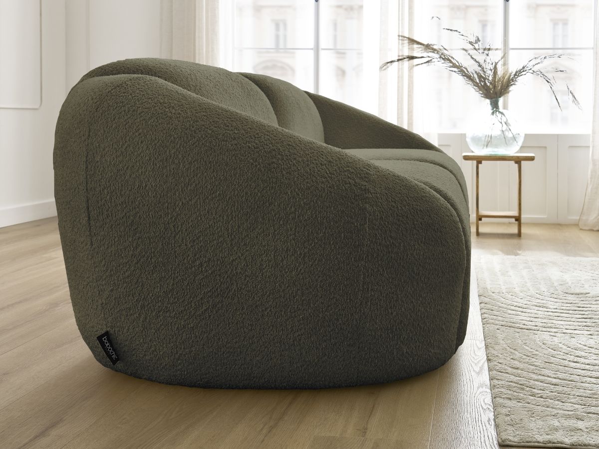 Bobochic Tina Sofa 3-Sitzer Bouclé-Stoff Grün
