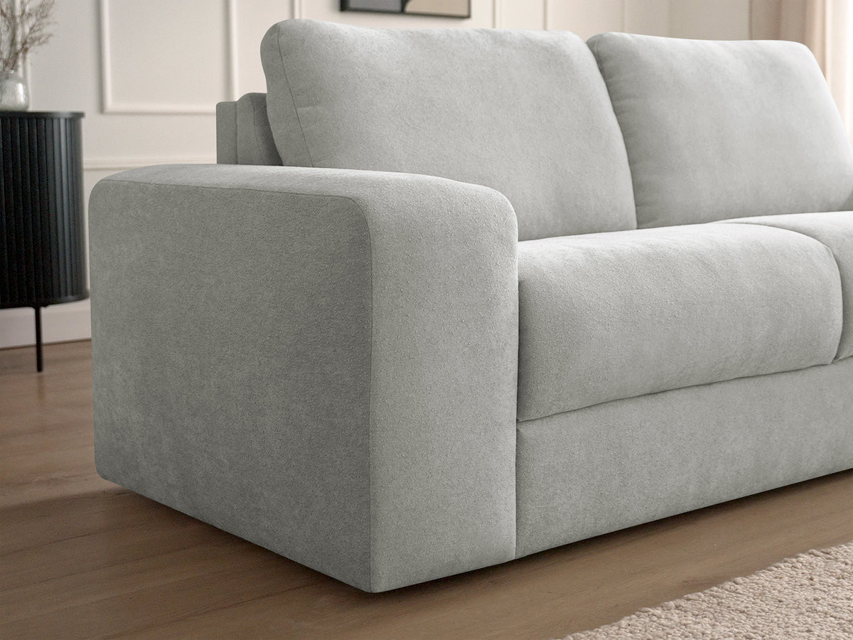 Bobochic Ibiza Schlafsofa 3-Sitzer Strukturstoff Hellgrau, Liegefläche 140 × 196 cm