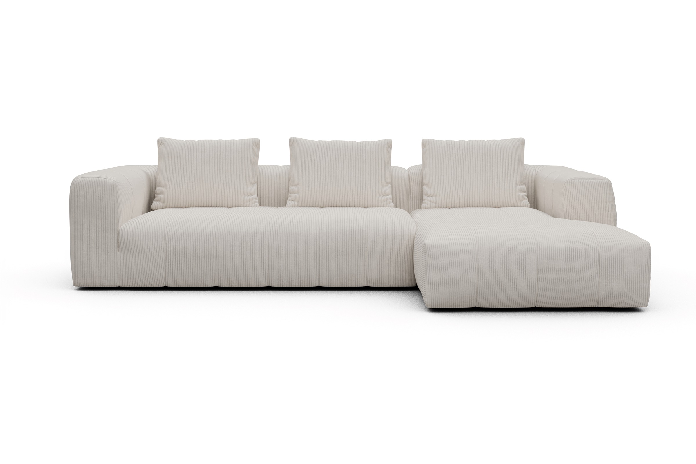 Ecksofa Hugo 2,5-Sitzer Armlehne links mit Chaiselongue Corduroy-Ivory