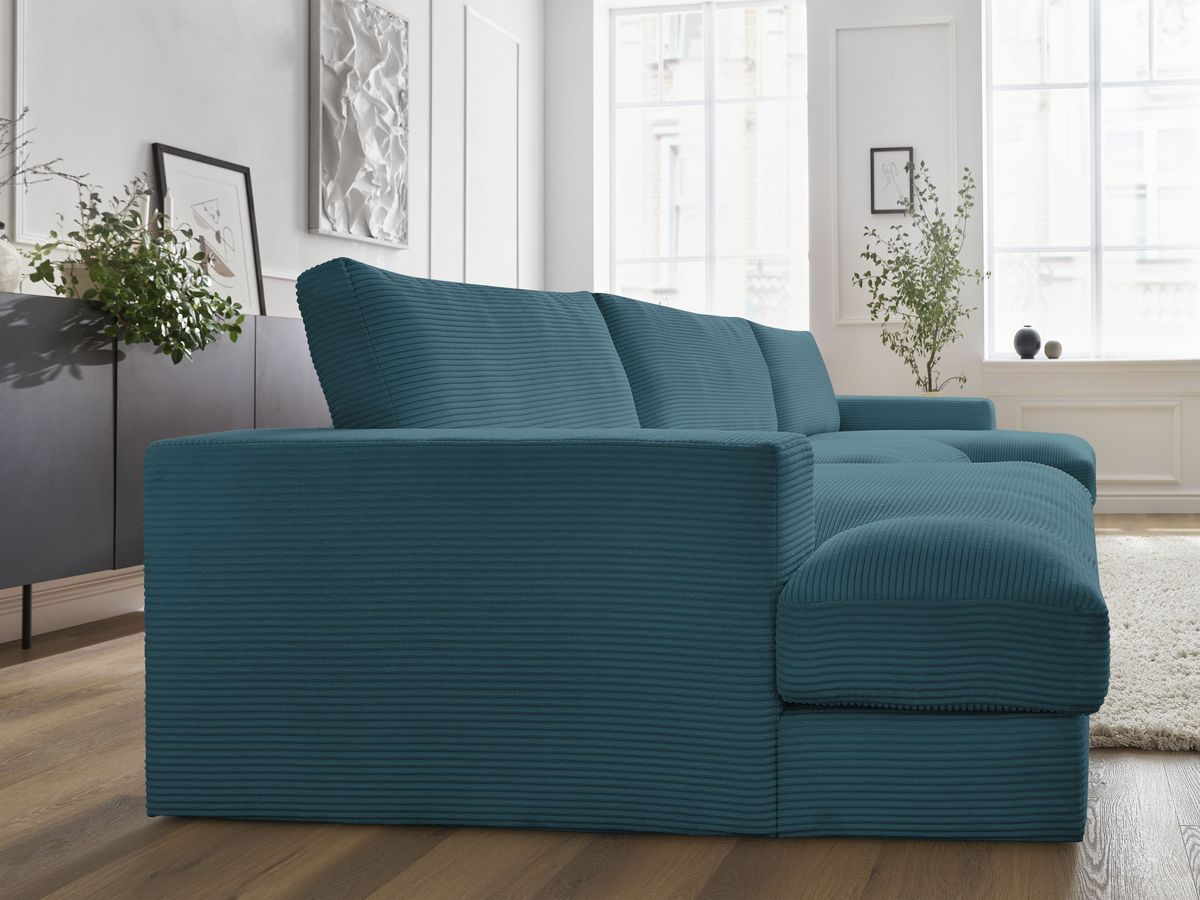 Bobochic Leonard Wohnlandschaft 404 × 159 cm Cordsamt Hellblau