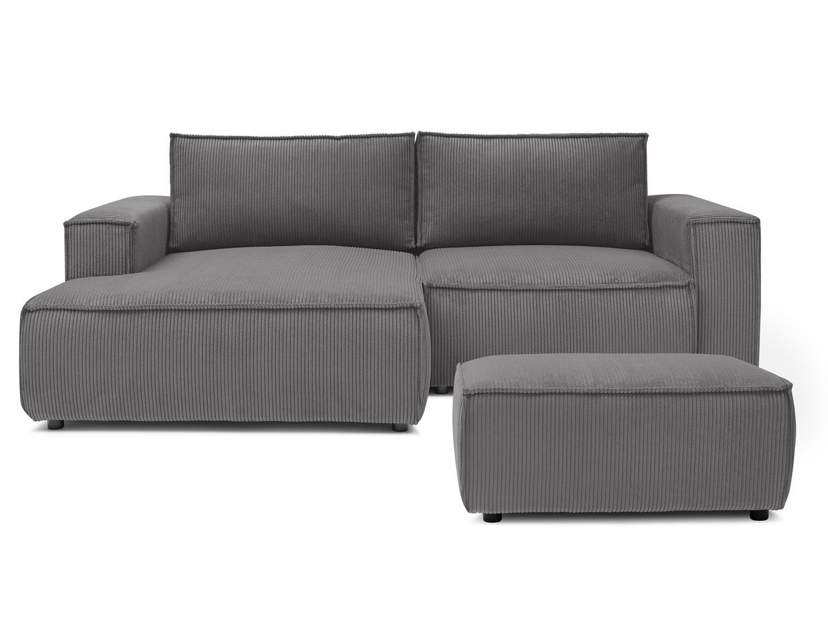 Bobochic Nihad Ecksofa mit Pouf Cordsamt Dunkelgrau Ecke links