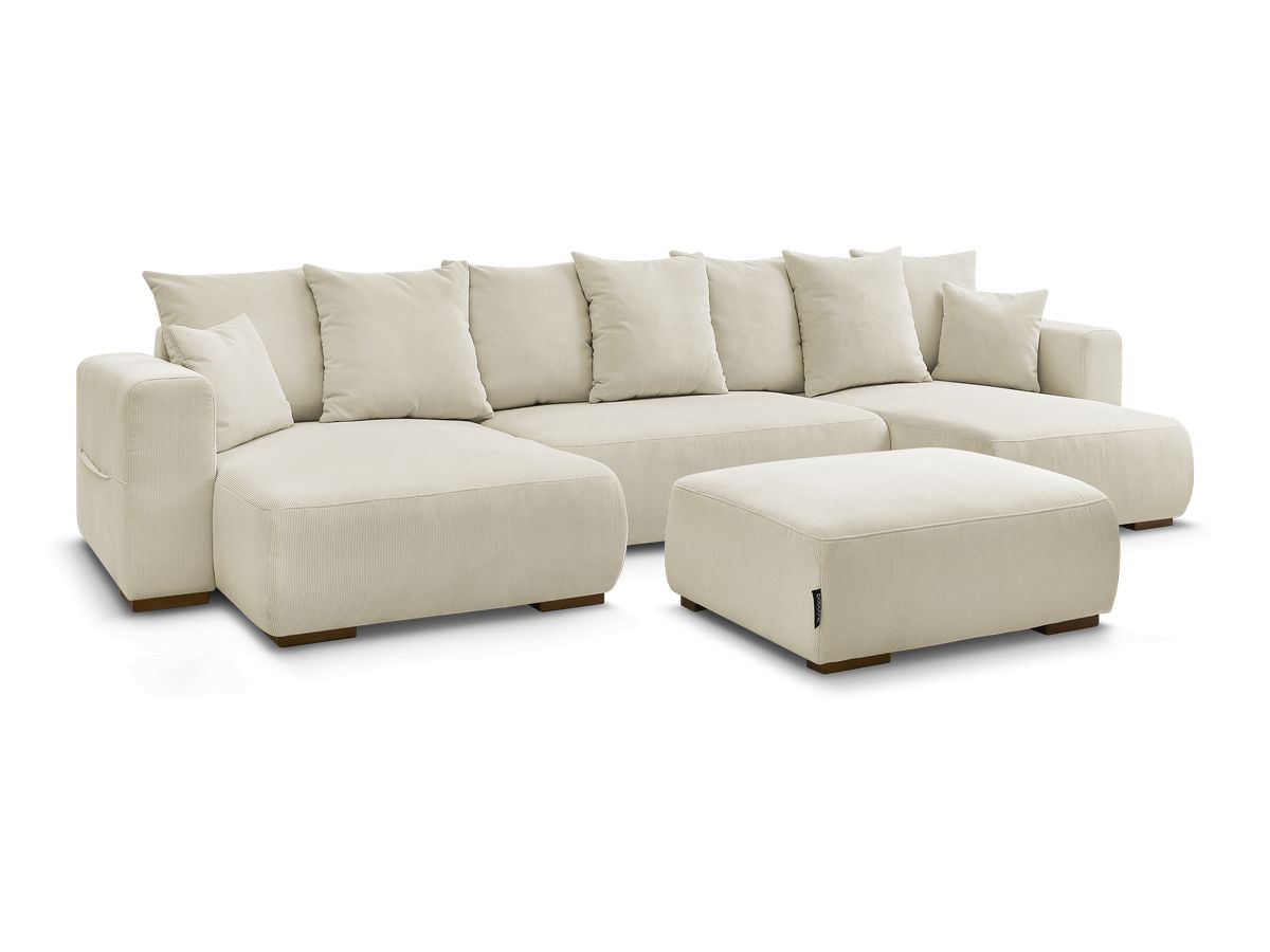 Bobochic Sidonie Wohnlandschaft mit Pouf Cordsamt Beige