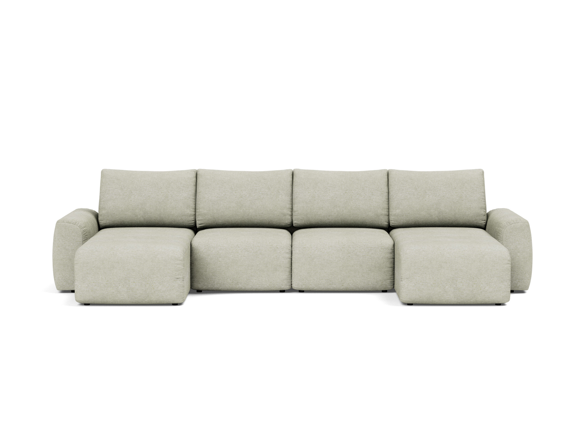 Schlafsofa Norum U-Form mit Chunky-Armlehnen Flachgewebe Avella 280-Sand