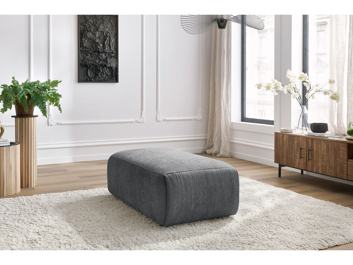 Bobochic Jeanne Pouf 66 × 117 cm Strukturstoff Dunkelgrau