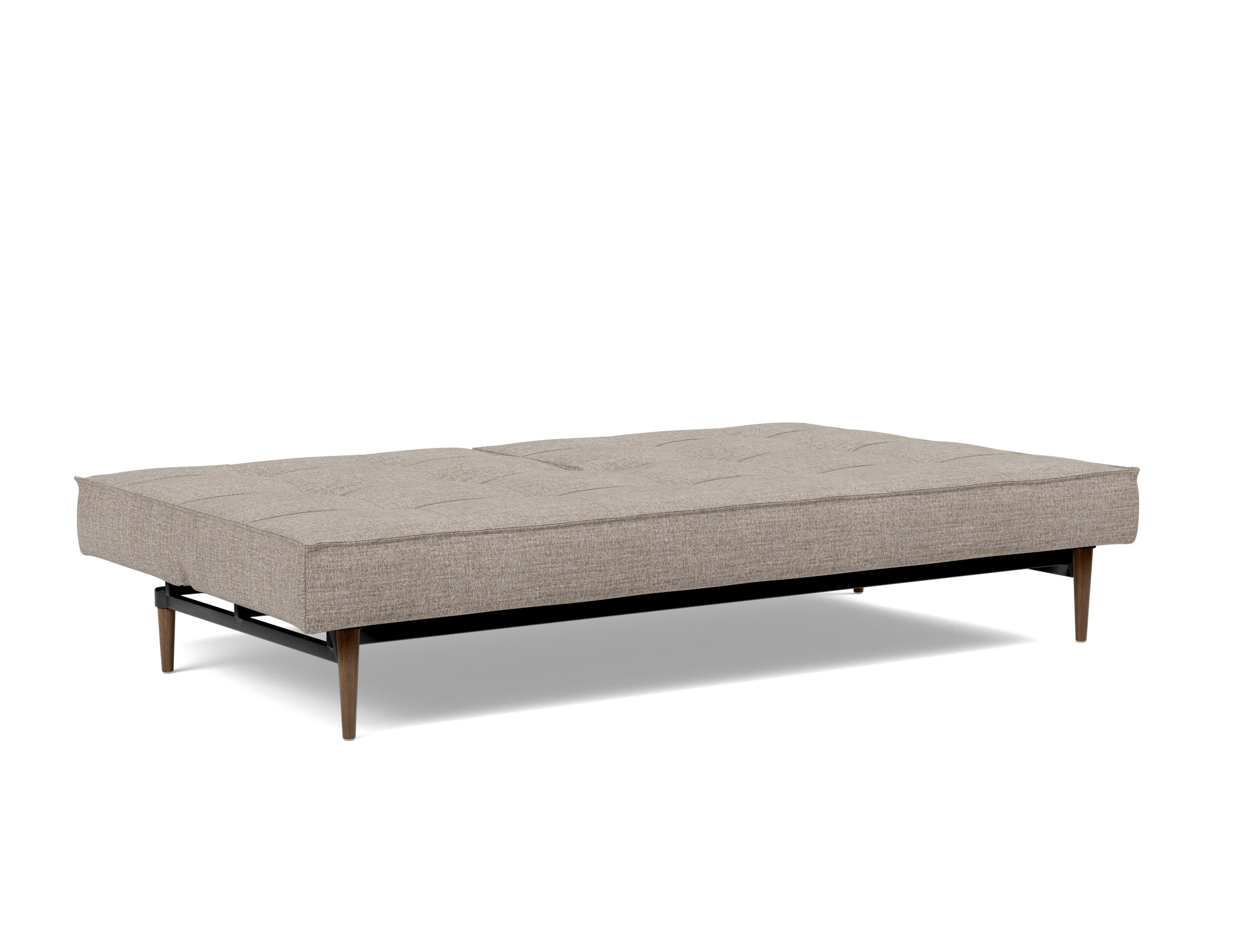 Schlafsofa Splitback Chenille Yuveno 472-Warm-Grey Beine Styletto Eiche dunkel
