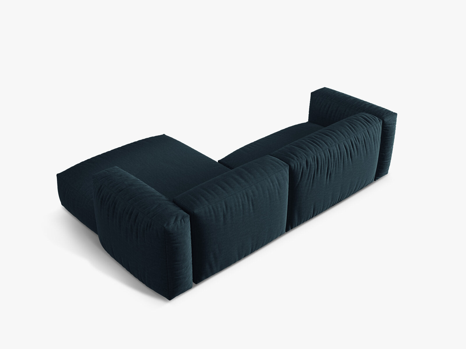 Micadoni Ecksofa Martina 2-Sitzer Rechts Strukturierter Stoff Boston Jeansblau