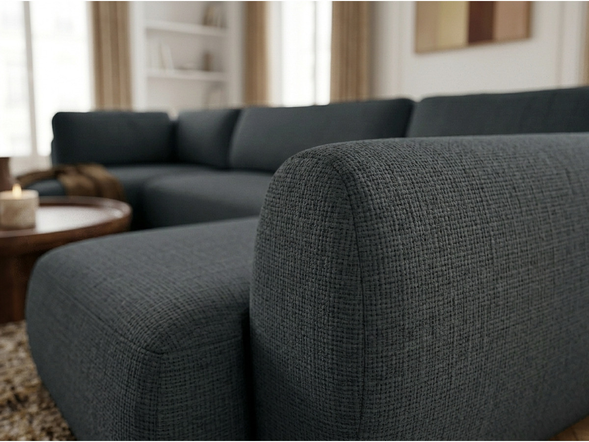 Bobochic Denise Wohnlandschaft Strukturstoff Schwarz Ecke rechts