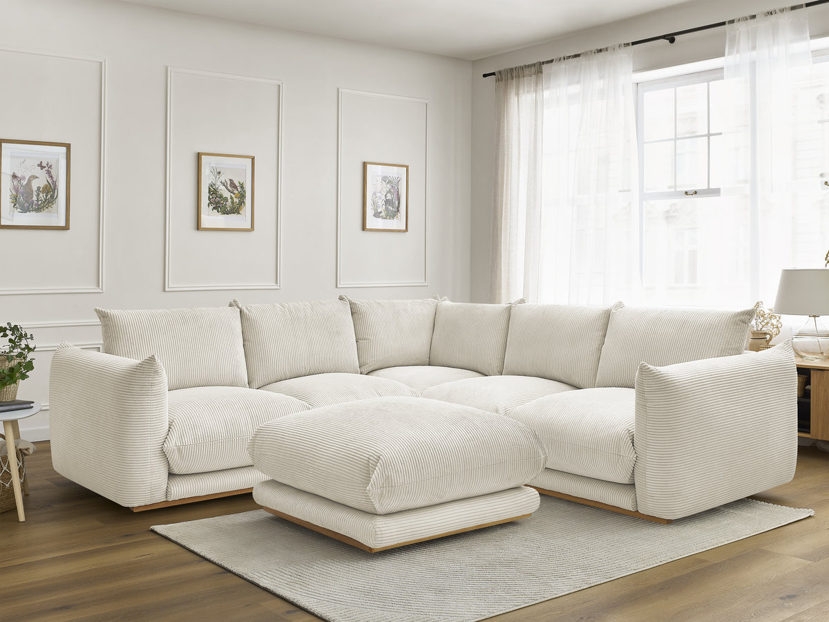 Bobochic Ernest Ecksofa mit Pouf Cordsamt Beige