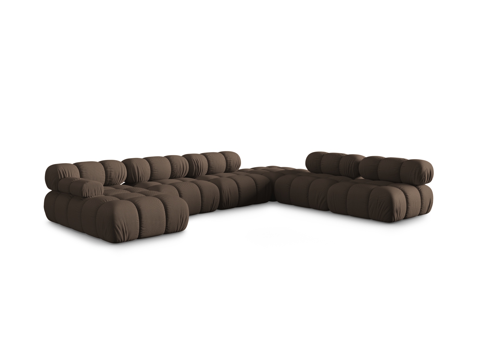 Micadoni Modulares Panorama Ecksofa Bellis 7-Sitzer Rechts 3D-Stoff Sonic Braun