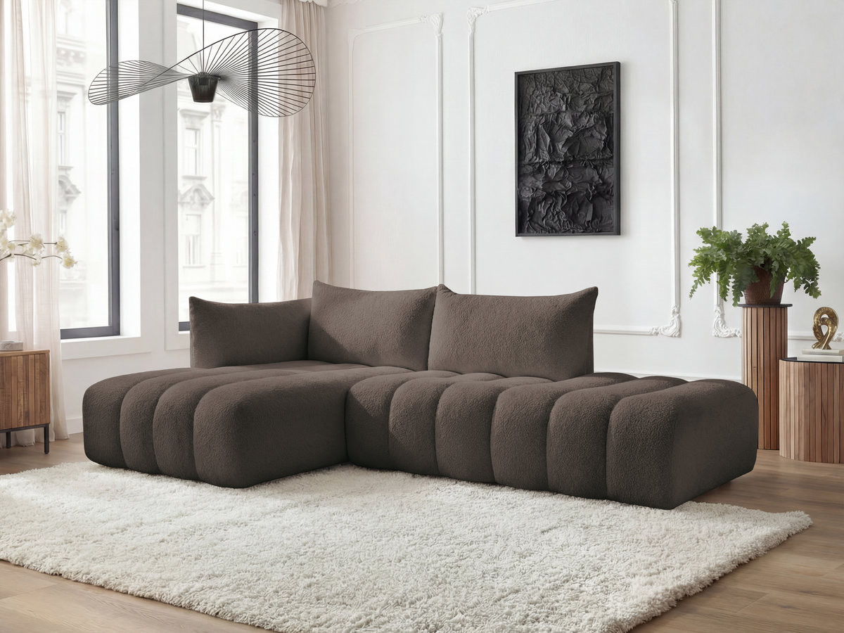 Bobochic Azra Ecksofa 319 × 178 cm Bouclé-Stoff Braun Ecke links