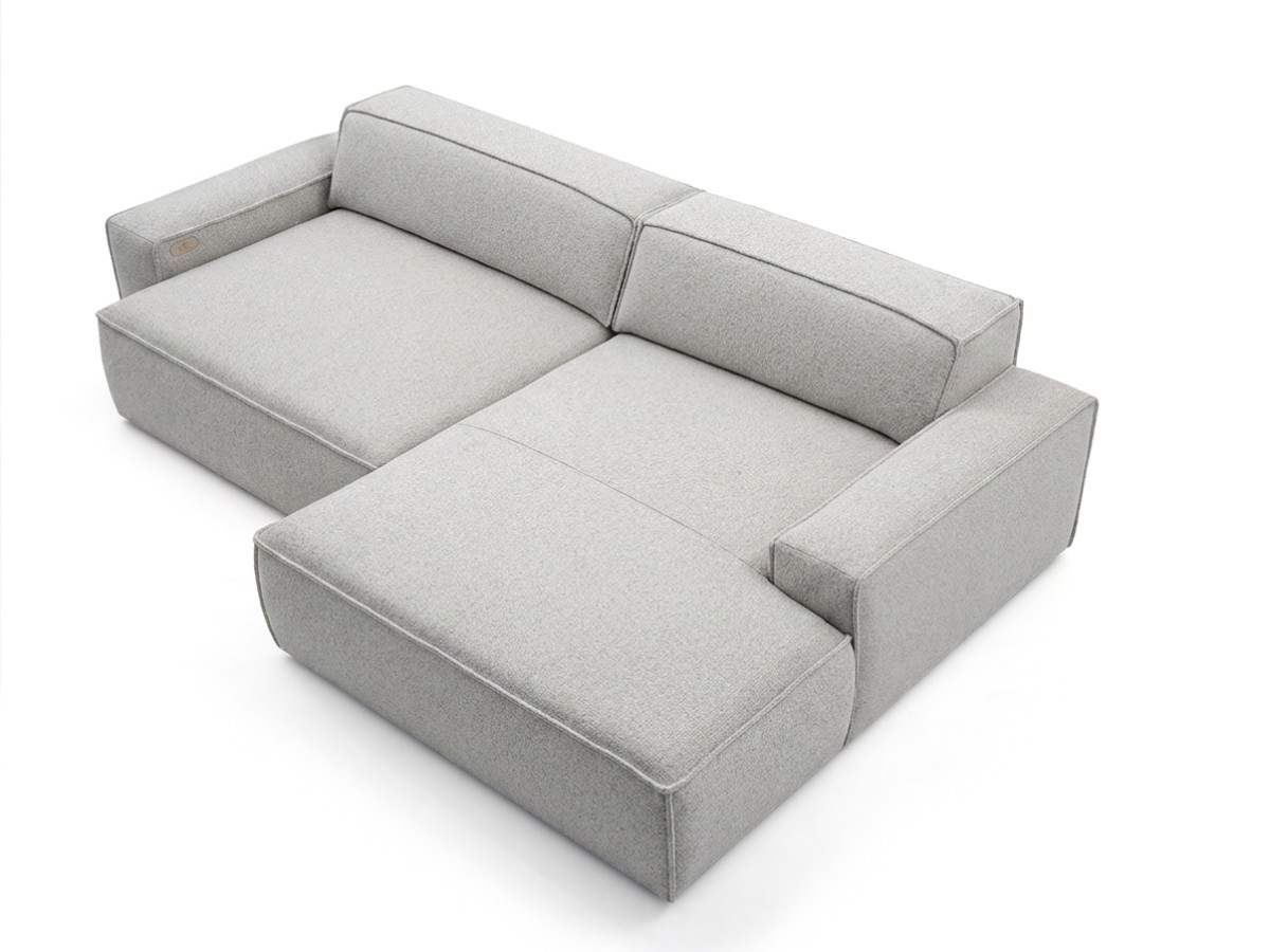Bobochic Abel Ecksofa mit Schlaffunktion Melange-Stoff Grau Ecke rechts