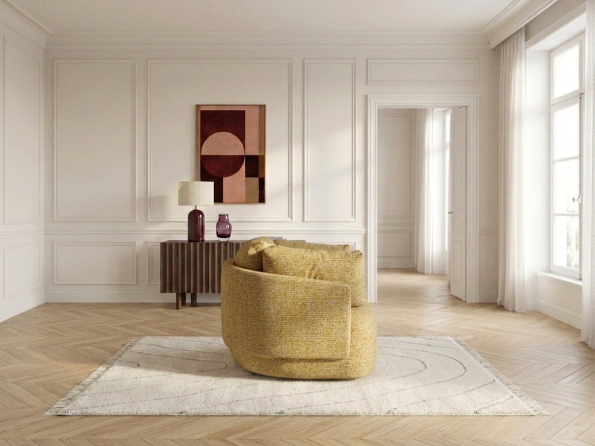 Bobochic Mario Sessel Melange-Stoff Gelb