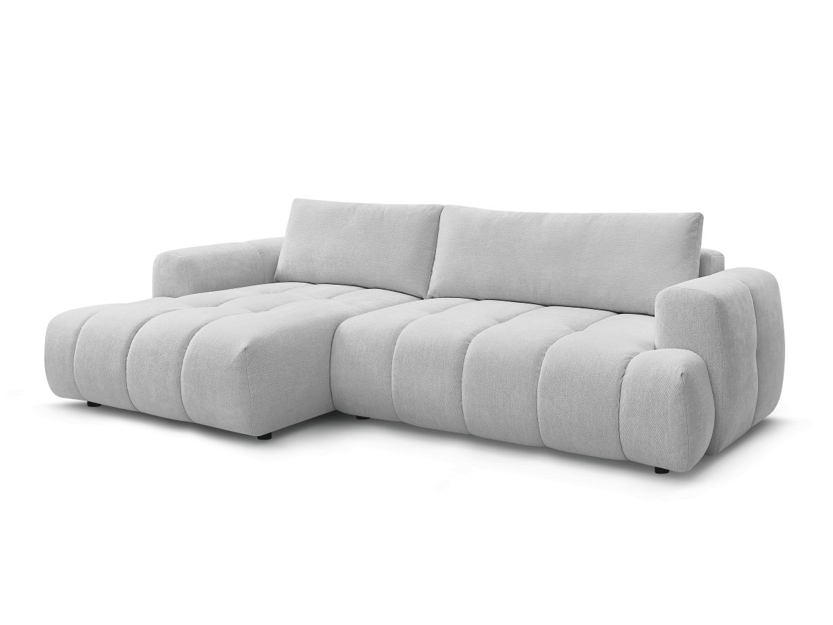Bobochic Fuji Ecksofa mit Schlaffunktion und Bettkasten 292 × 160 cm Stoff Hellgrau Ecke links