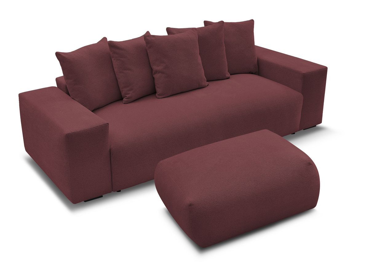 Bobochic Voltaire Sofa 4-Sitzer mit Pouf 280 × 124 cm Melange-Stoff Rot