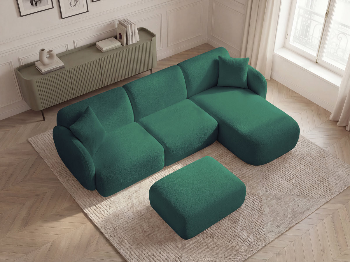 Bobochic Anda Ecksofa mit Pouf 292 × 163 cm Chenille Dunkelgrün Ecke rechts