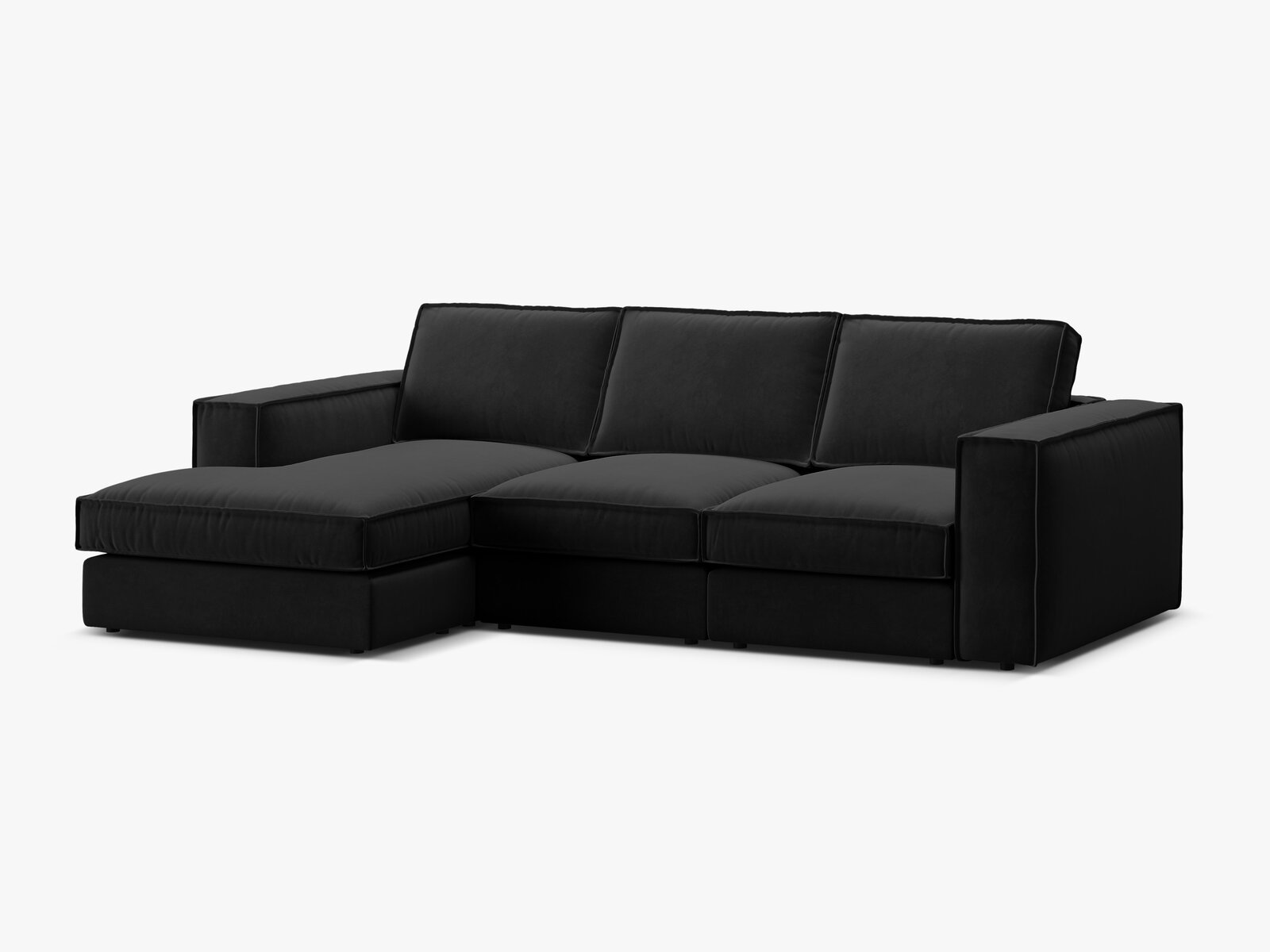 Micadoni modulares Ecksofa Pola 3-Sitzer Links Samt Salvador Schwarz