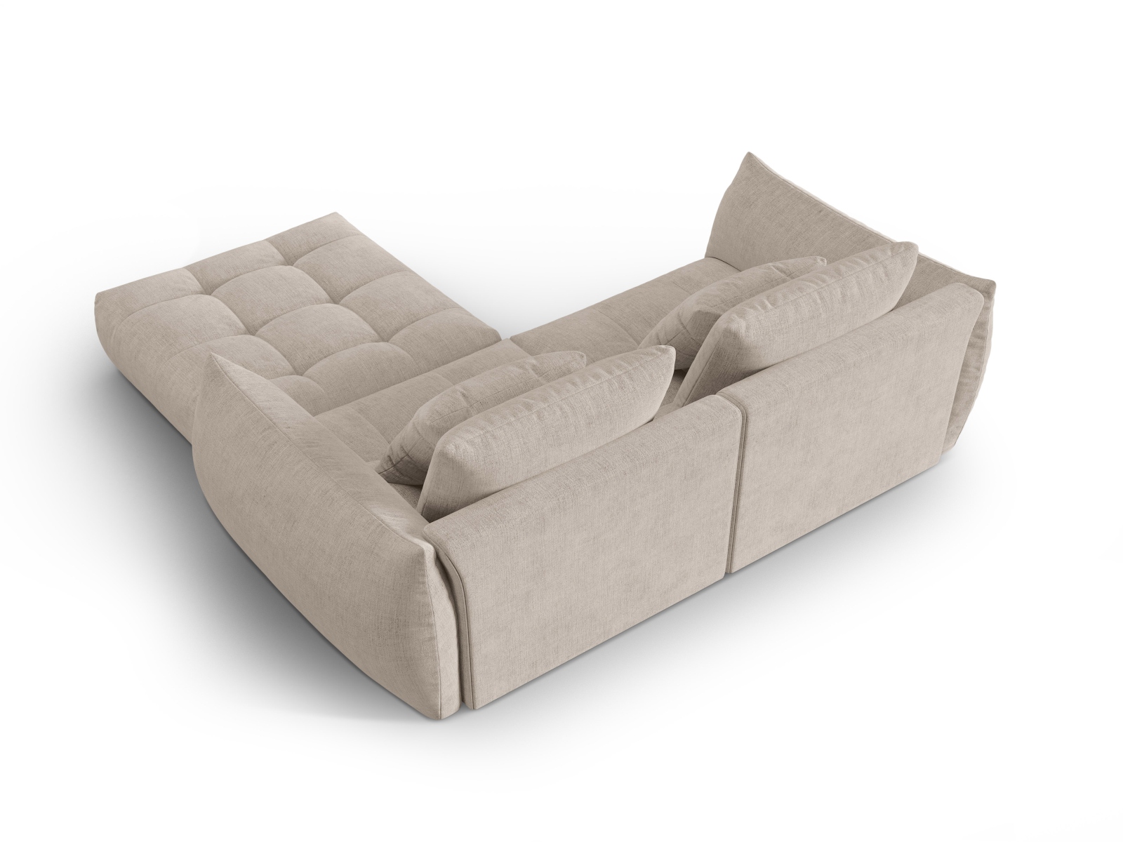 Micadoni Ecksofa Bloom 3-Sitzer Strukturierter Stoff Dunkelbeige