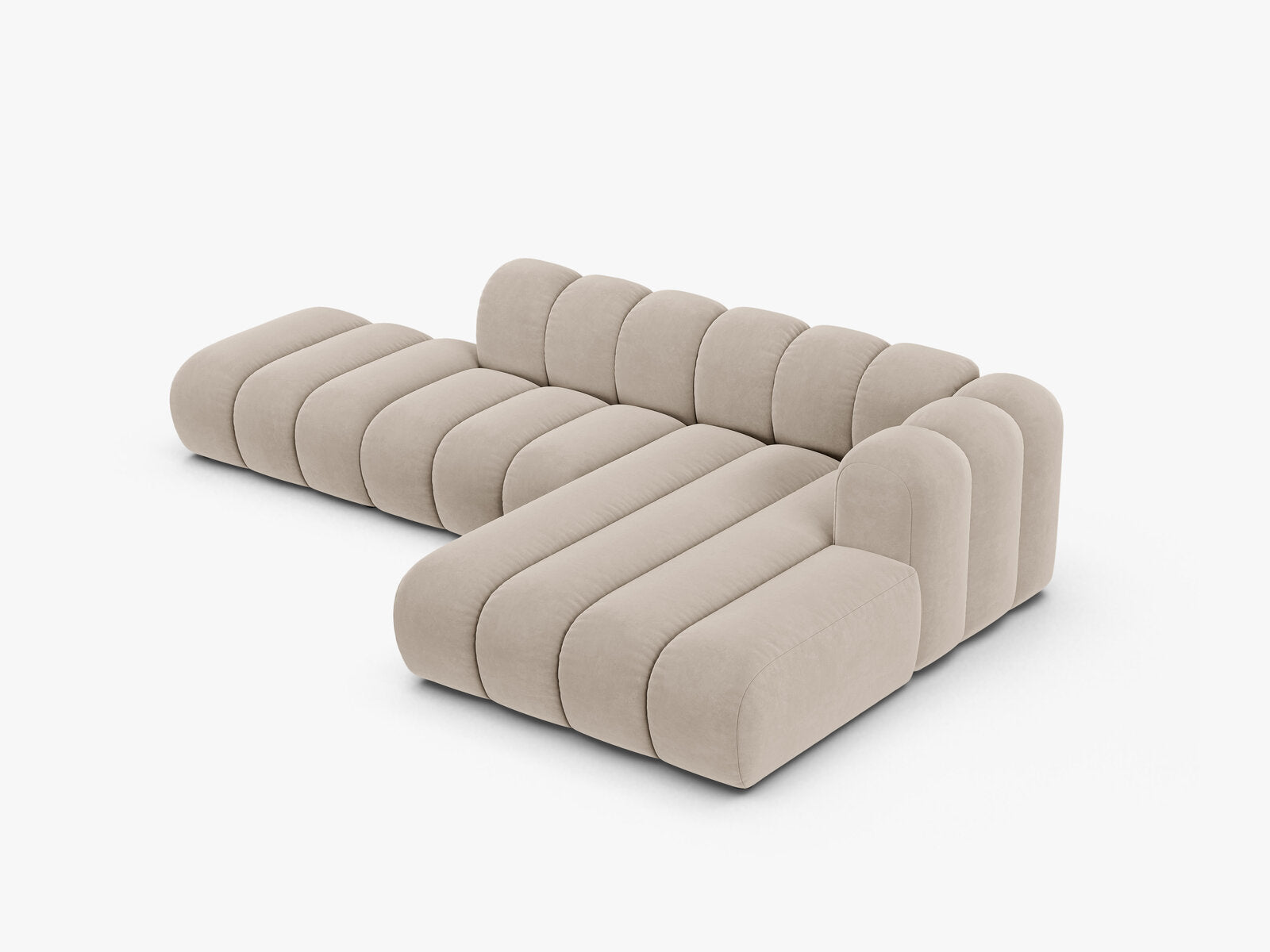 Micadoni Modulares Ecksofa offen Lupine 5-Sitzer Rechts Samt Salvador Beige