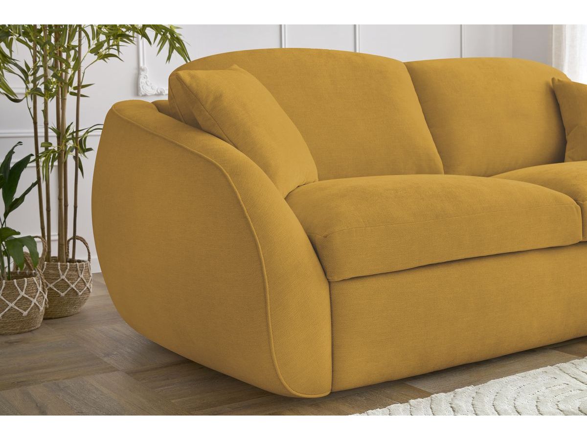 Bobochic Cezanne Schlafsofa 3-Sitzer Stoff Gelb, Liegefläche 160 × 194 cm