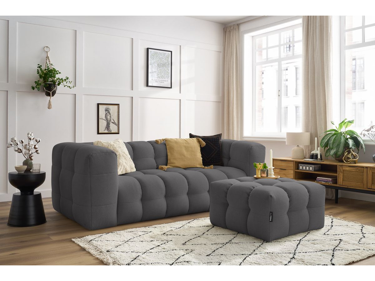 Bobochic Cloud Sofa 4-Sitzer mit Pouf Stoff Dunkelgrau