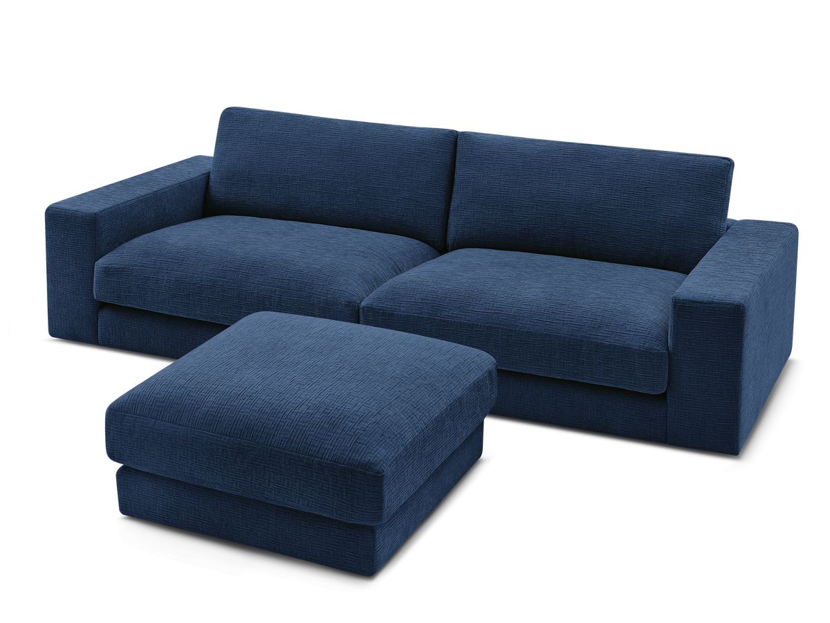 Bobochic Leonard Sofa 4-Sitzer mit Pouf 274 × 109 cm Strukturstoff Dunkelblau